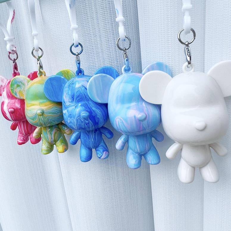 Set đổ màu gấu Bearbrick tự làm móc chìa khóa thủ công handmade quà tặng cho người thân