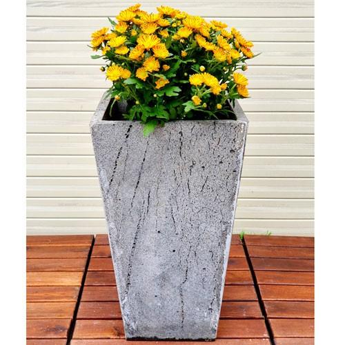 Chậu trồng cây ban công bền đẹp bằng đá tự nhiên R20xC35cm - đáy chậu rộng ~15cm