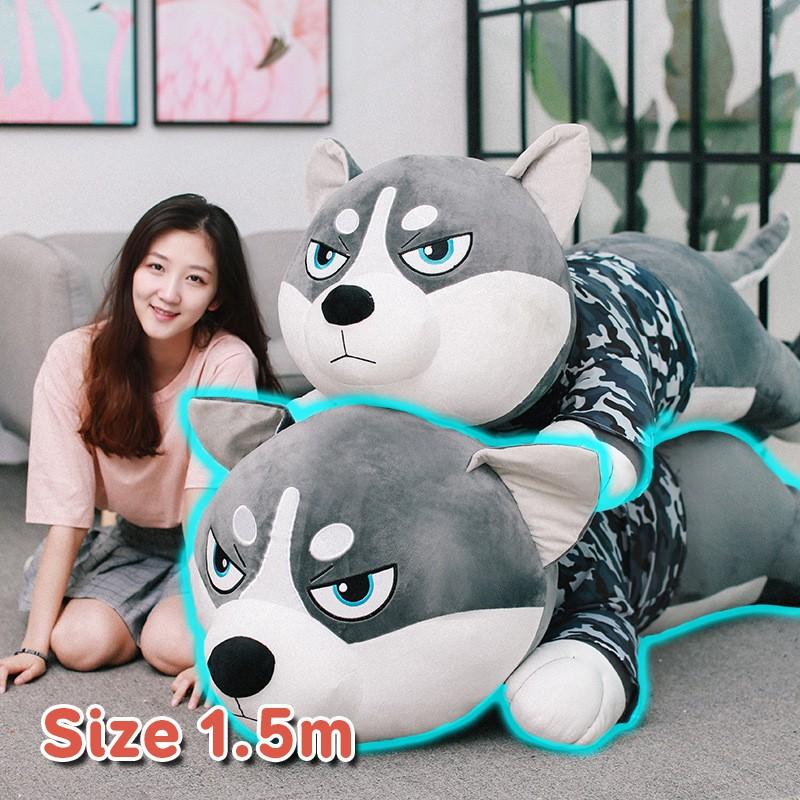 Gấu Bông Mèo Xám Dễ Thương Khổng Lồ Lông Nhung Bông Mềm Mịn - Gấu Bông Husky - MH04