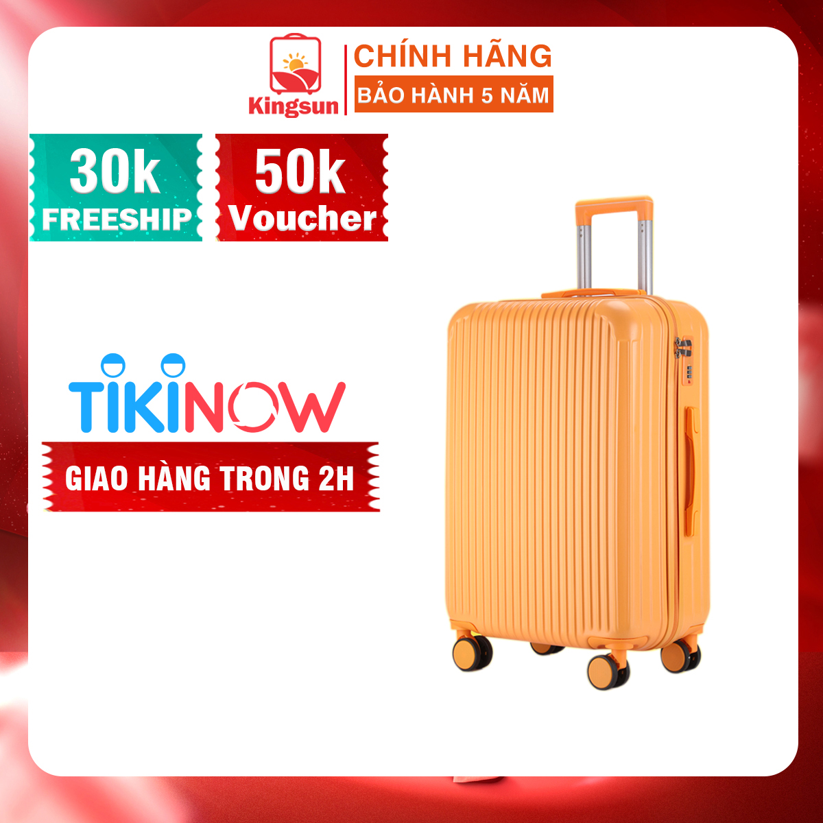 Vali Du Lịch Cao Cấp Size 24inch - Bảo Hành 5 Năm KS-T01 - Cam