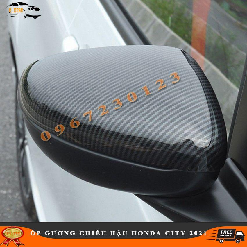 Bộ 2 Ốp Gương Chiếu Hậu cho HONDA CITY 2021 Cacbon Và Mạ Crom Chuẩn Phom Xe