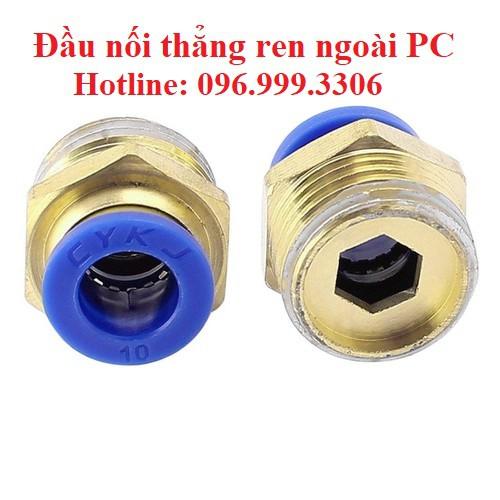 Đầu nối thẳng ren ngoài PC ống 10 đủ các loại ren PC10-01 PC10-02 PC10-03 PC10-04 khí nén phun sương