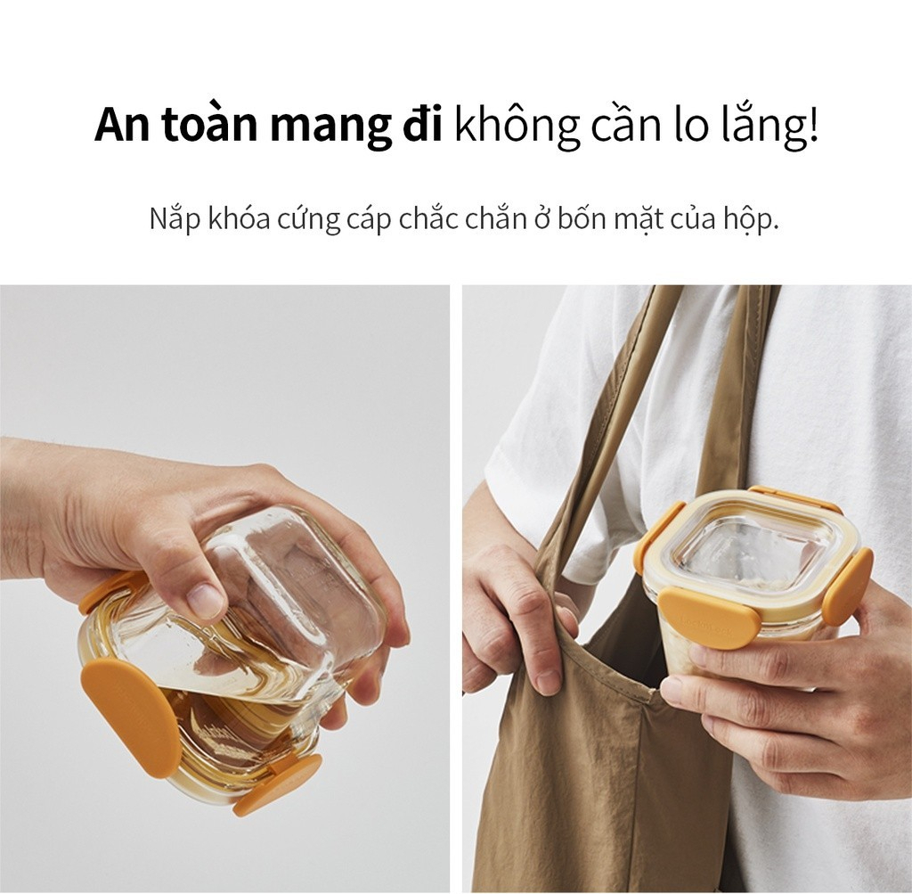 Bộ 3 hộp thủy tinh đựng thức ăn dặm cho bé Lock&amp;Lock 230ml x 3 hộp LLG508S3 - Hàng chính hãng, có vạch chia - JoyMall