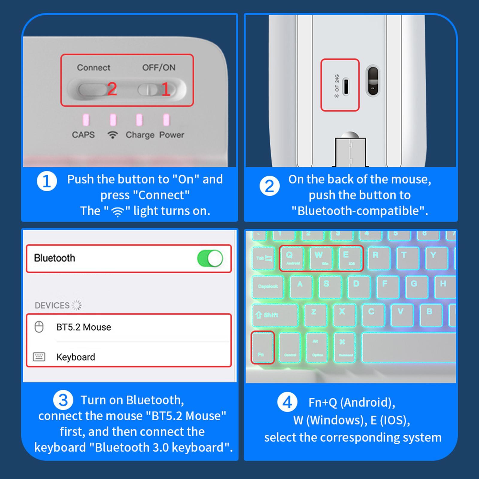 Wireless Bluetooth Keyboard Silent for Tablet PC Laptop