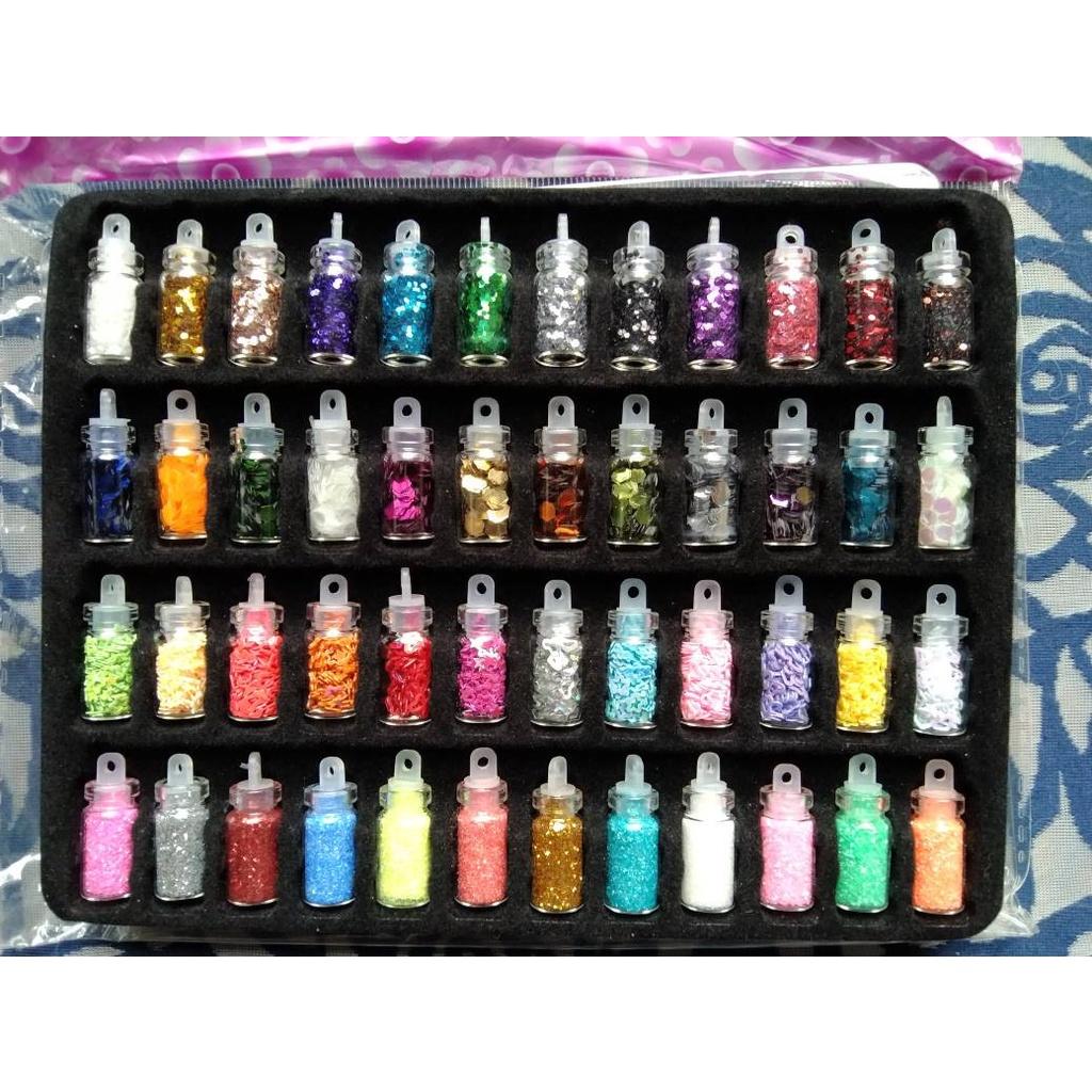 Bộ 48 Lọ Kim Tuyến Đủ Màu Trang Trí Resin - Trường Thịnh Sài Gòn