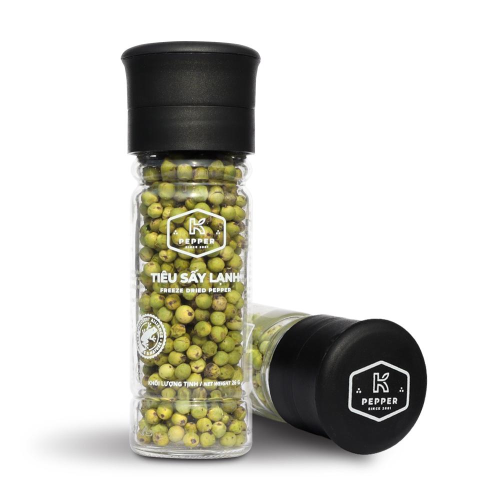 Tiêu xanh sấy lạnh nguyên chất tiệt trùng K Pepper 26g kèm cối xay tiêu