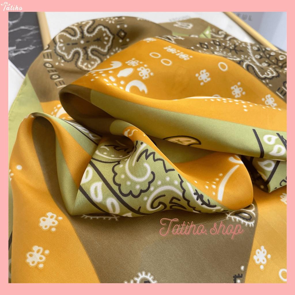 Khăn Bandana Lụa, Khăn Turban Cao Cấp Họa Tiết Tế Bào - Chất Liệu Chiffon 70x70cm - Mã B003