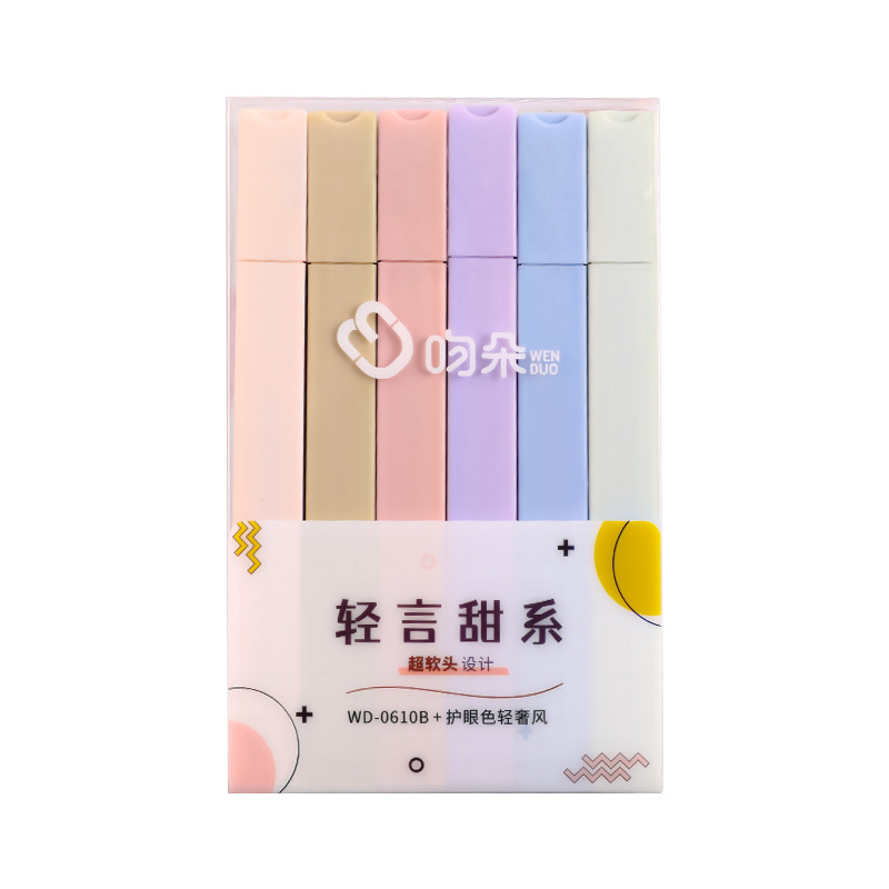 Set bộ 6 Bút Dạ Quang Highlight Đánh Dấu Bút Nhớ màu pastel phong cách morandi