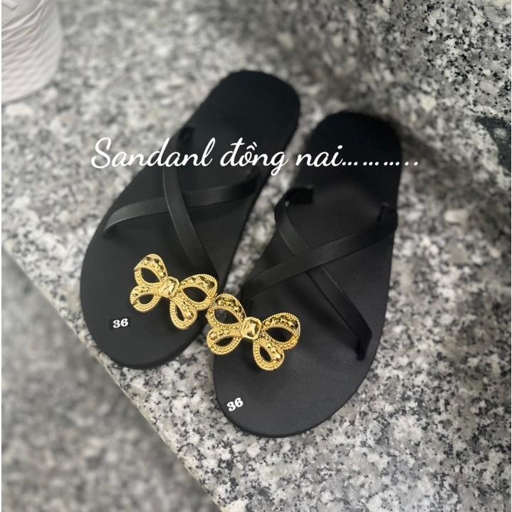 Dép xỏ ngón nữ dây chéo phối nơ(sandal đồng nai)