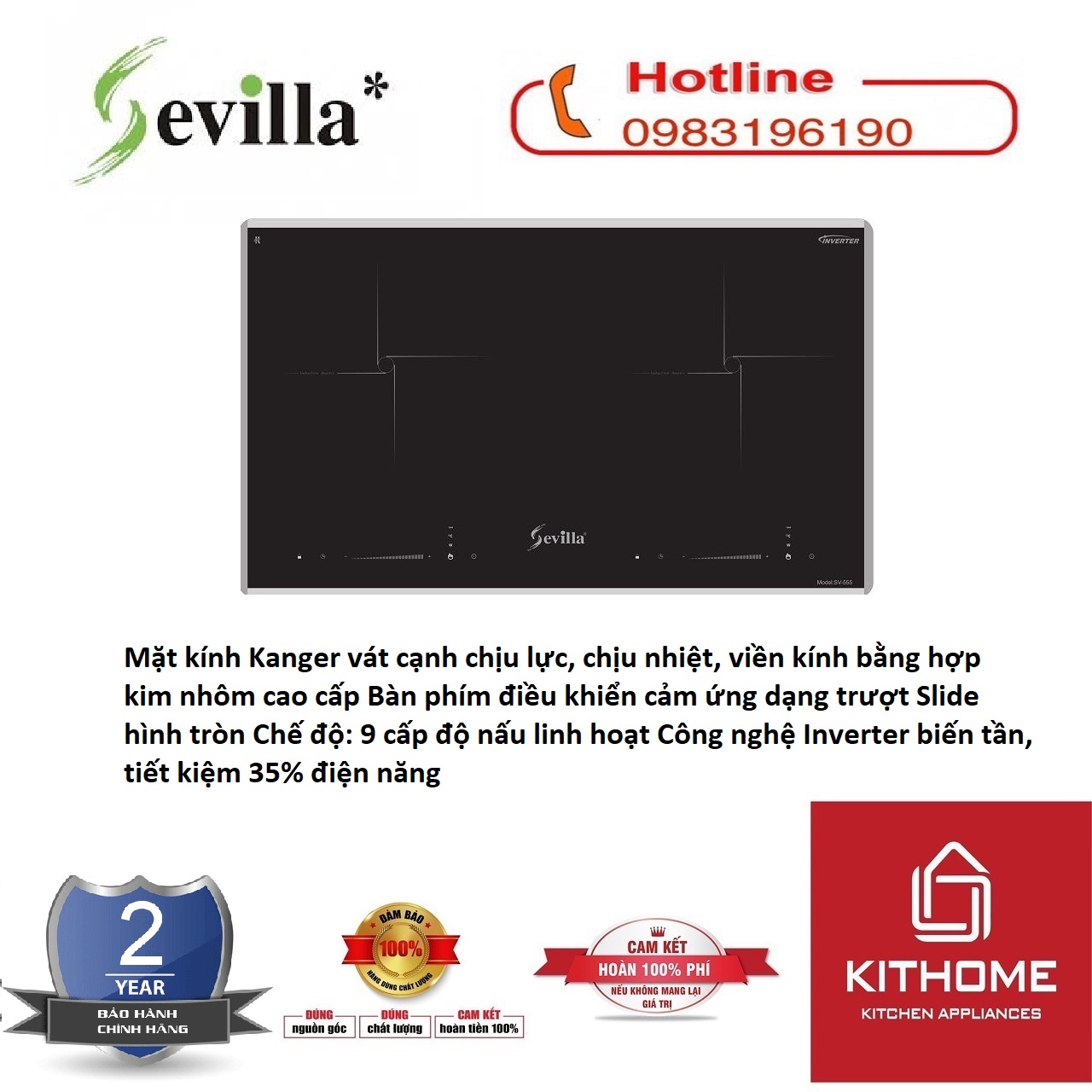 Bếp từ đôi Sevilla SV-555 - Hàng Chính Hãng