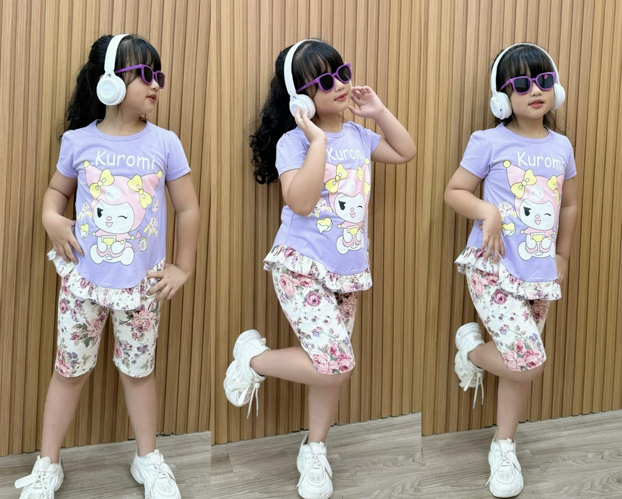 Đồ bộ bé gái, bộ cộc tay mùa hè cho bé gái đi học size 8-25kg chất cotton mềm mịn mát