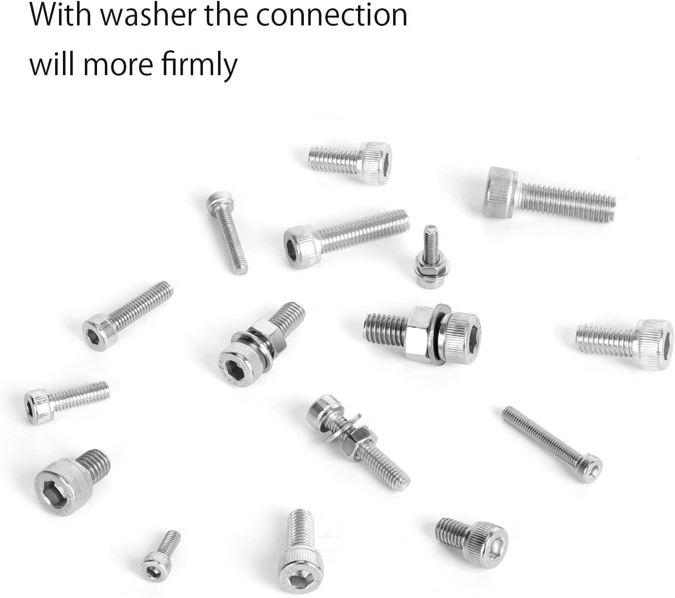 Bộ 520PCS M3 M4 M5 M6 Nút đầu bằng thép không gỉ Hex Ổ cắm Đầu cáp Bu lông Ốc vít có đai ốc