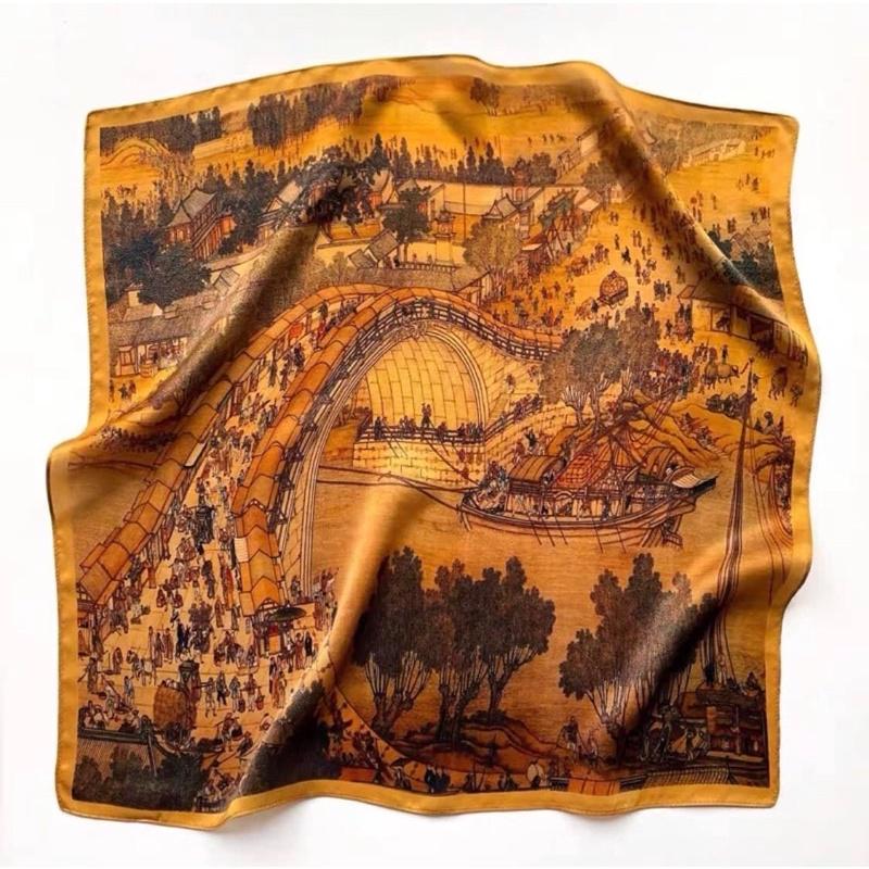 Khăn turban lụa vuông choàng cổ thanh lịch đa năng size 70x70cm