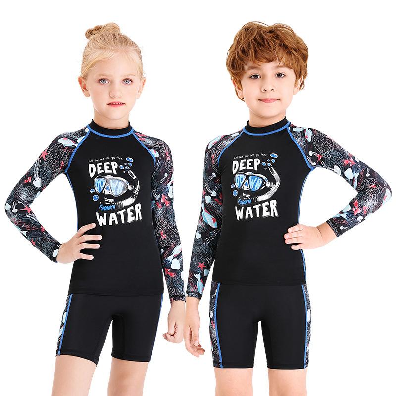 Quần Bơi Trẻ Em Và Bơi Bộ Dài Tay Thể Thao Đồ Bơi Trẻ Em Bé Trai Gái UPF50 Chống Tia UV Nhanh Khô Bãi Biển Tắm phù Hợp Với