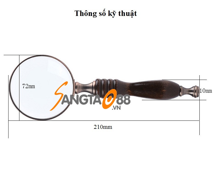 Kính lúp 10x tay cầm gỗ đọc sách báo đa năng cao cấp