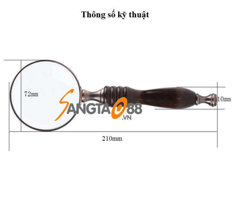 Kính lúp 10x tay cầm gỗ đọc sách báo đa năng cao cấp (Tặng bộ 6 con bướm dạ quang phát sáng)