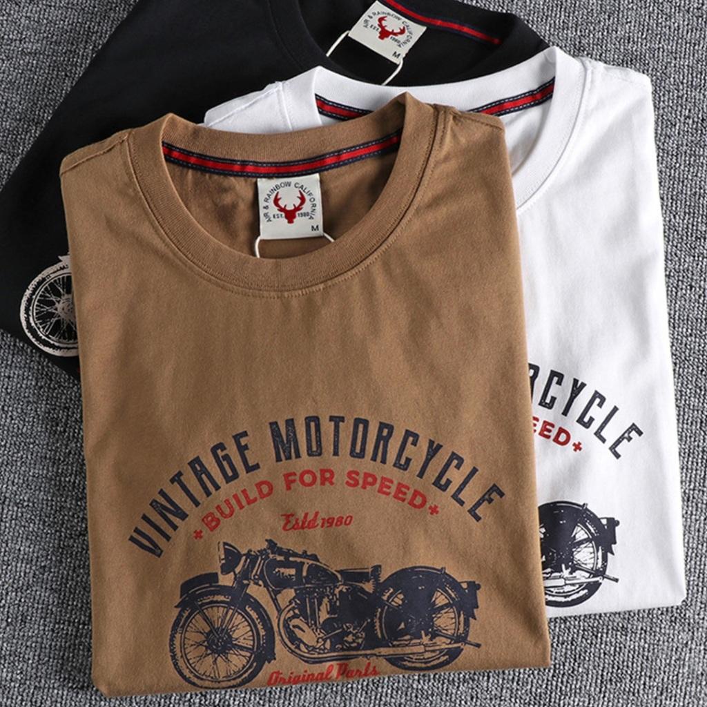 Áo thun phong cách Retro_Biker_dã ngoại - vàng cát