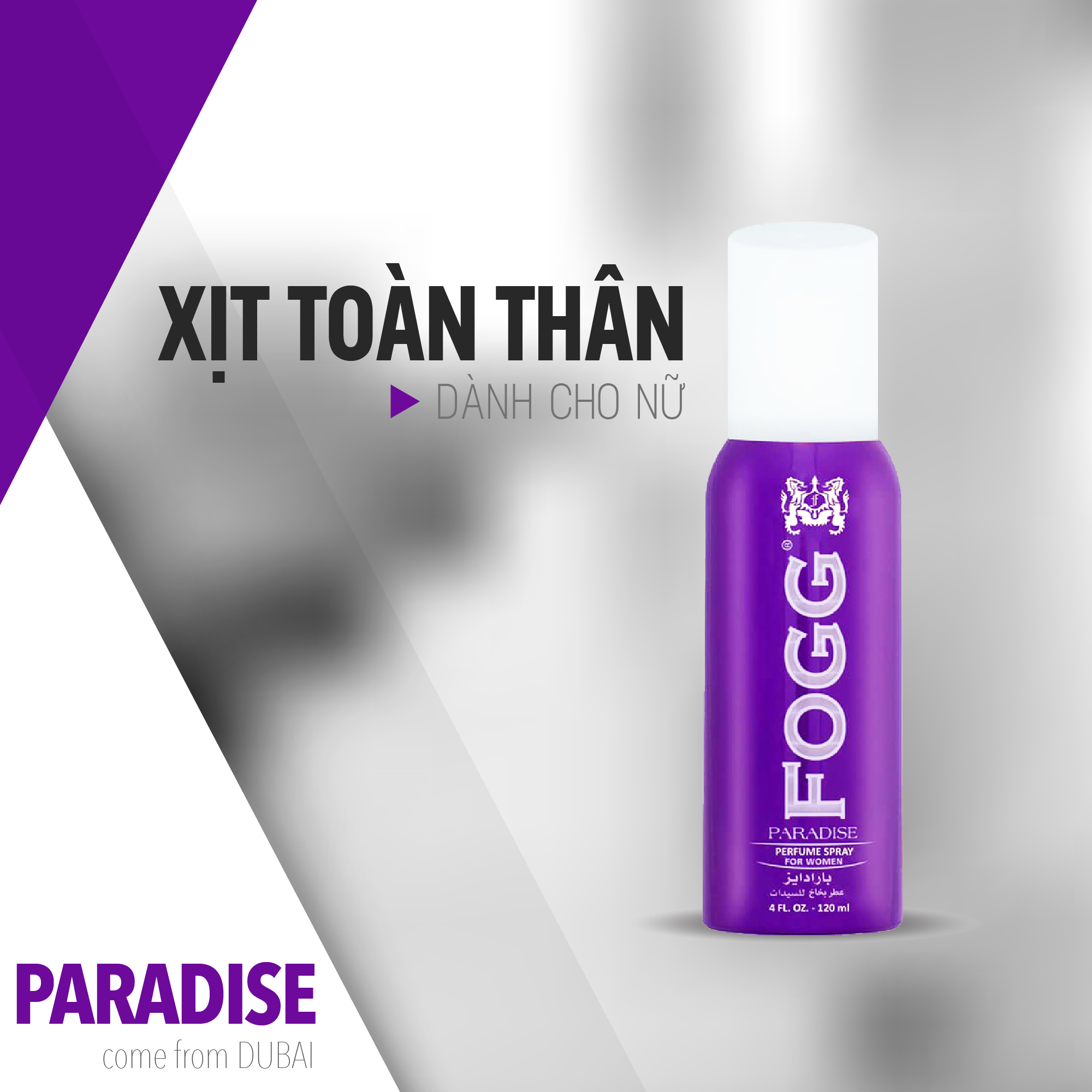 Xịt toàn thân nước hoa DUBAI FOGG Paradise 120ml,Xịt toàn thân hương nước hoa,Xịt toàn thân nước hoa,Xịt thơm,Xịt mùi cơ thể,Xịt toàn thân dành cho nữ,Xịt toàn thân lưu hương 6-8 tiếng, Xịt toàn thân khử mùi cơ thể,Không gas