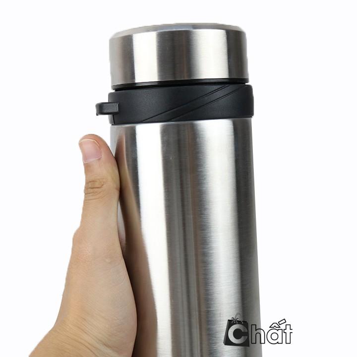 Bình đựng nước inox 600ml có dây treo nắp ron cao su đậy kín cao cấp