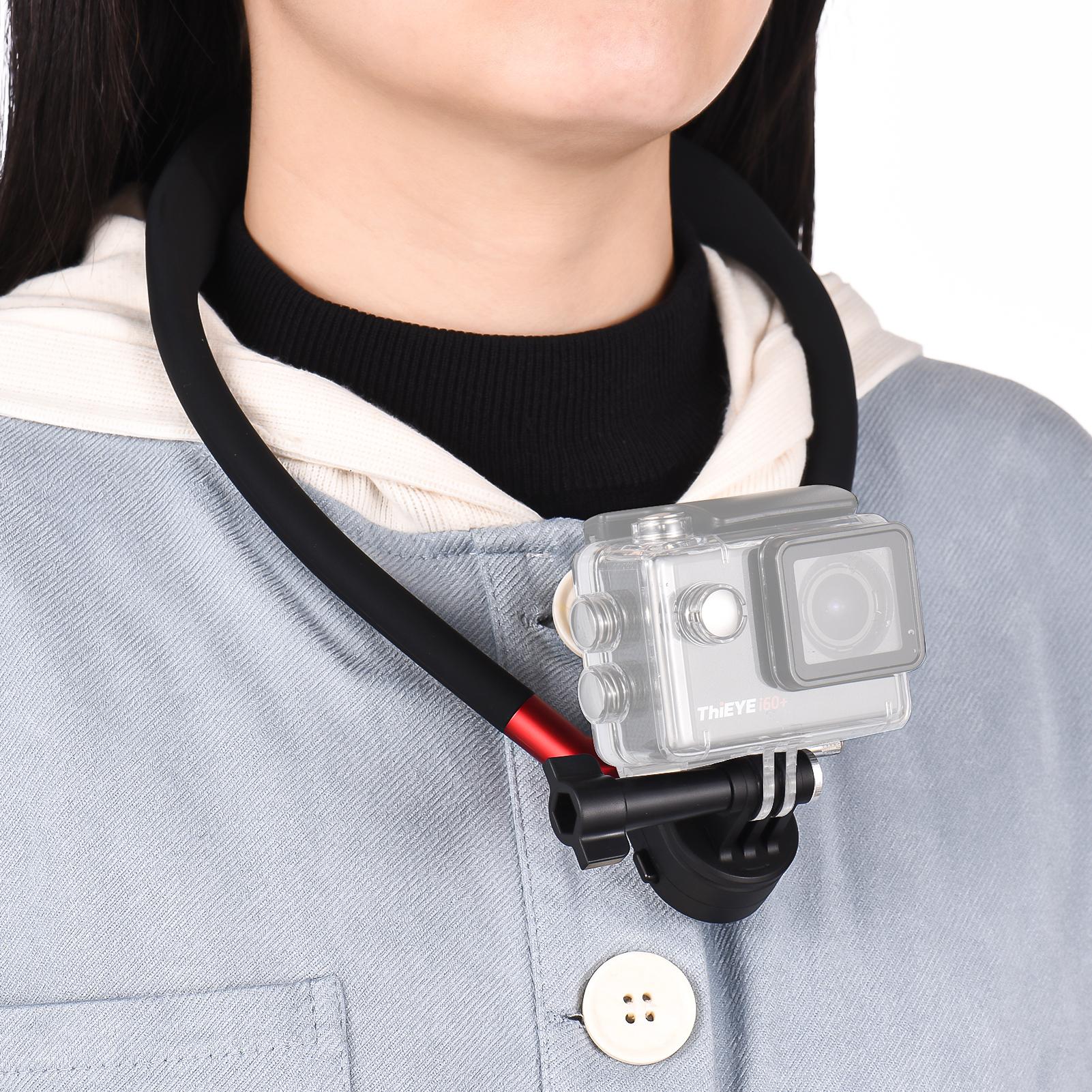 Sports Camera Neck Holder Mount Smartphone Neck Mount Chest Holder with Action Camera Mount Adapter and Phone Holder Replacement for GoPro Hero 11/10/9/8 iPhone 14/13/12/11 Video Recording Accessories