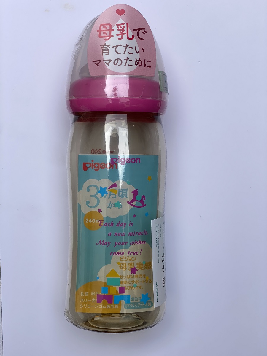 Bình sữa Pigeon, Bình sữa Pigeon Cổ rộng Nội địa nhật 160ml/240ml,  Nhựa PPSU, Hàng chính hãng