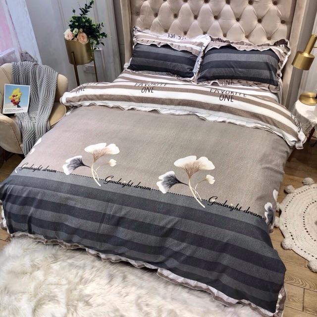 Bộ chăn ga gối cotton bánh bèo 4 món y hình