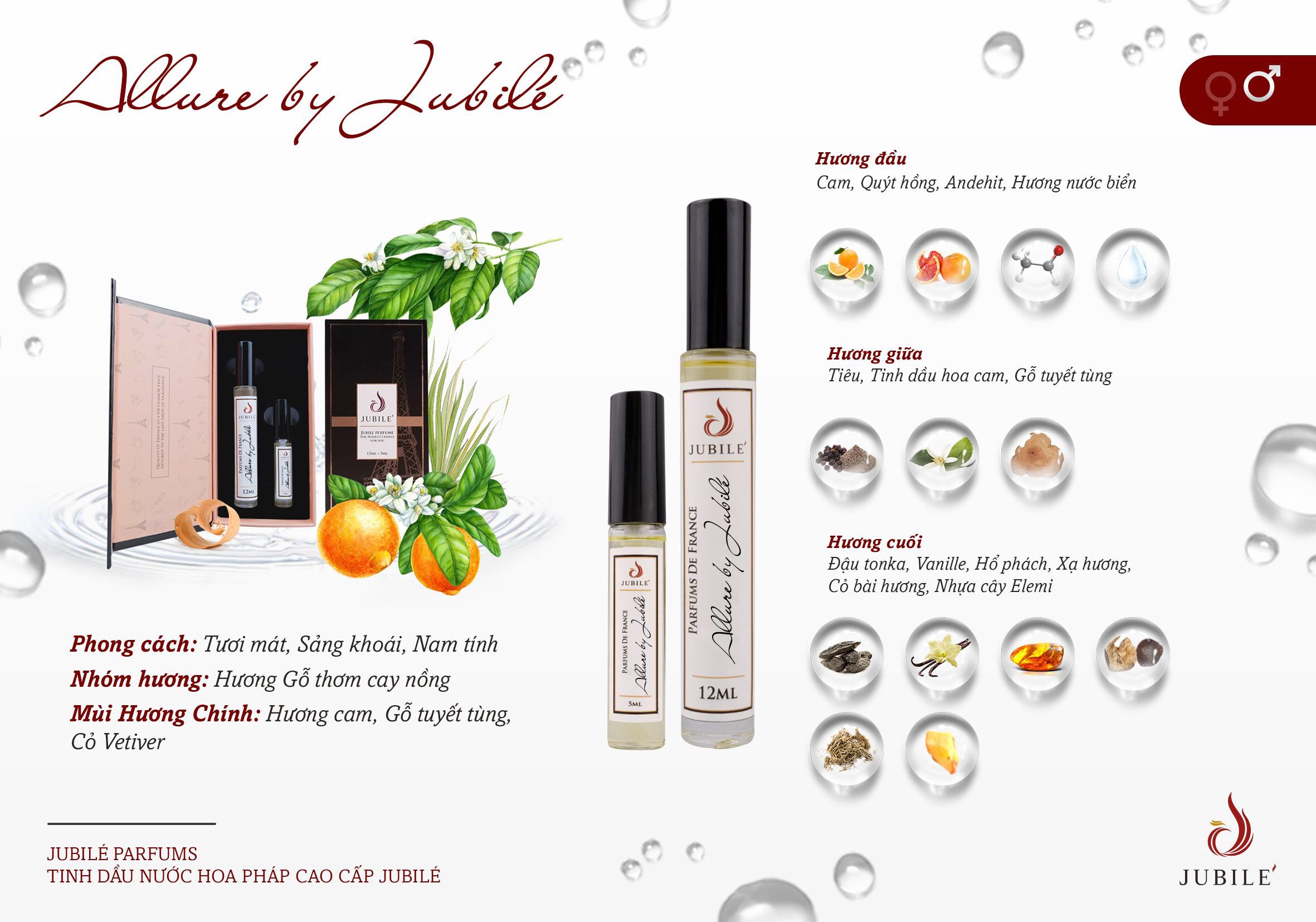 Set Tinh dầu nước hoa Pháp nam Allure by Jubilé Dạng lăn 12ml + Dạng xịt 5ml Thơm Lâu, Sang Trọng