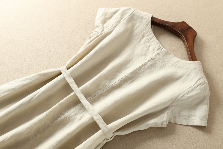 Đầm linen rút dây, váy hè nữ chất linen thoáng mát mặc đi làm, đi dạo cực dễ chịu Đũi Việt Dv84