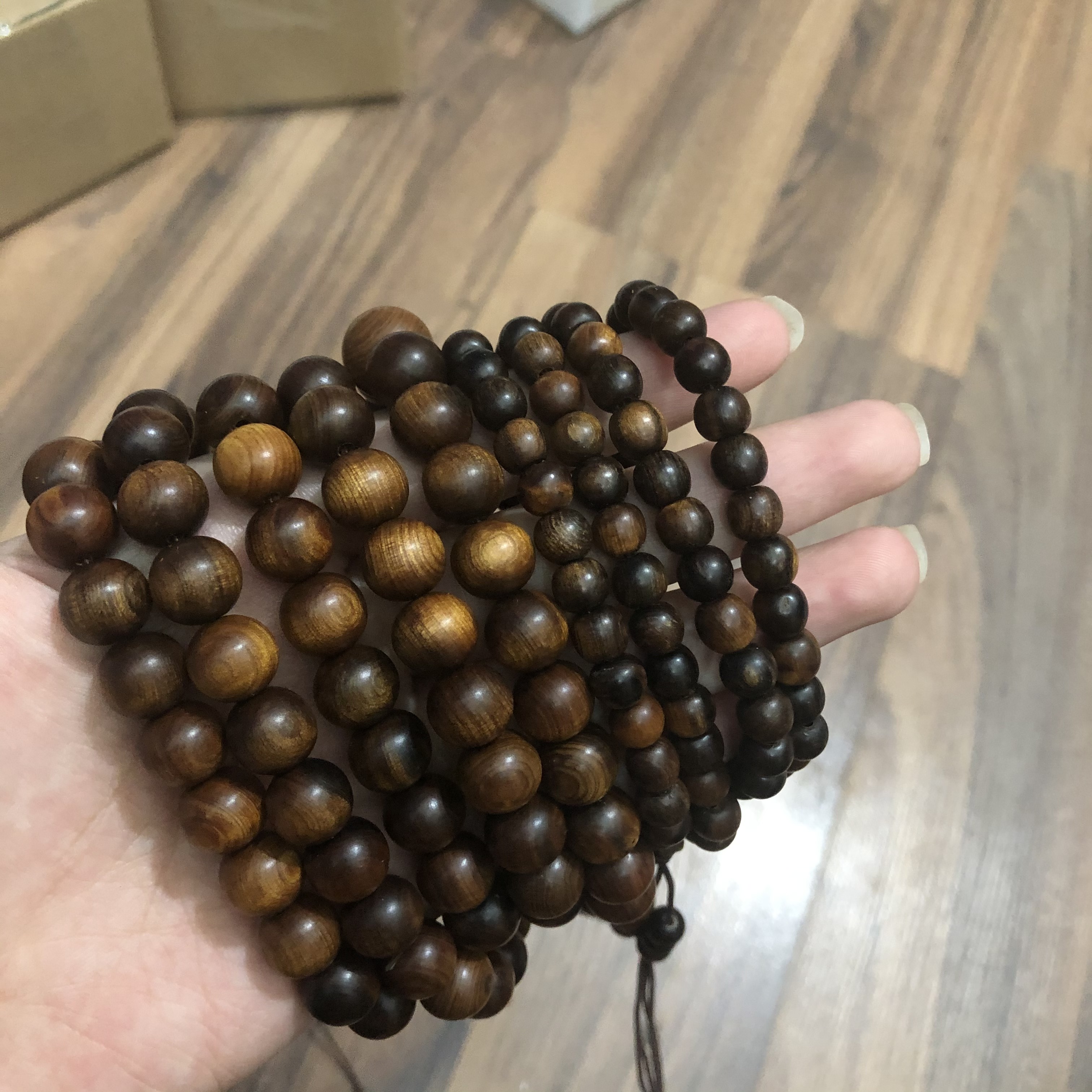 Chuỗi vòng tay/vòng cổ 2 in 1 108 hạt gỗ Bách Xanh - 6mm chìm nước Tĩnh Tâm - An Yên - Bracelet of HAHANCO