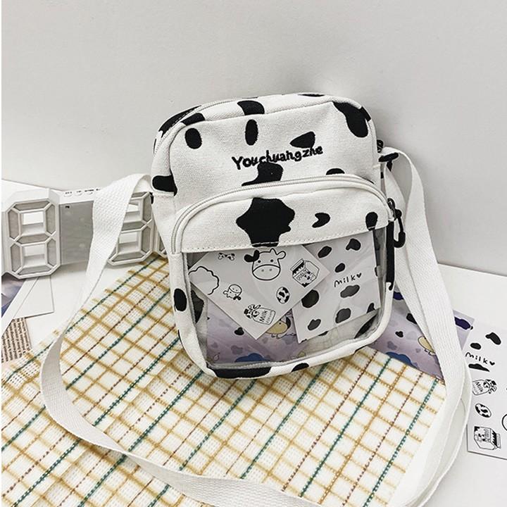 TÚI ĐEO CHÉO NAM NỮ HỌA TIẾT BÒ SỮA