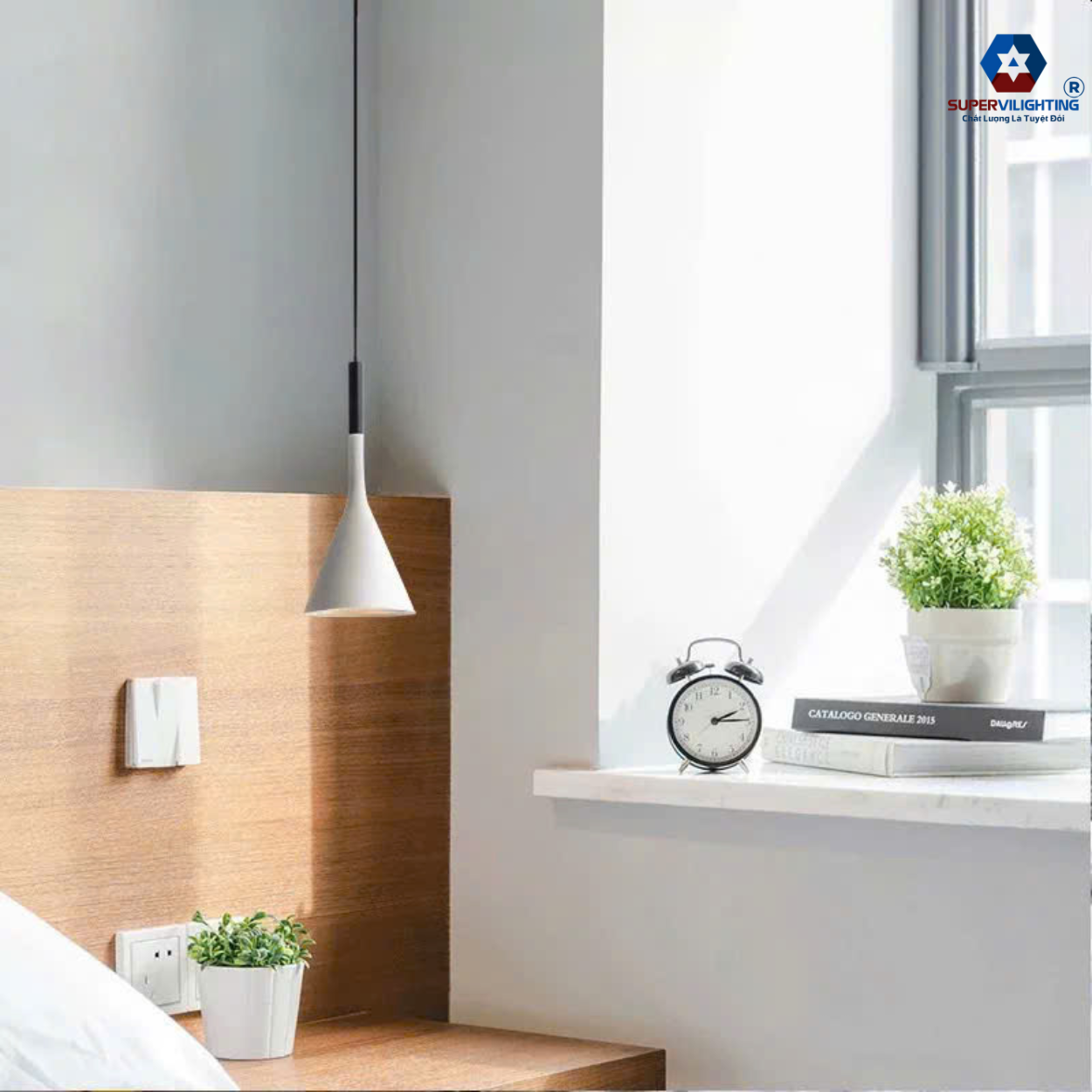 Đèn treo trần nhà SuperVilighting trang trí bàn ăn phòng ngủ phòng khách đầu giường hiện đại bắc âu