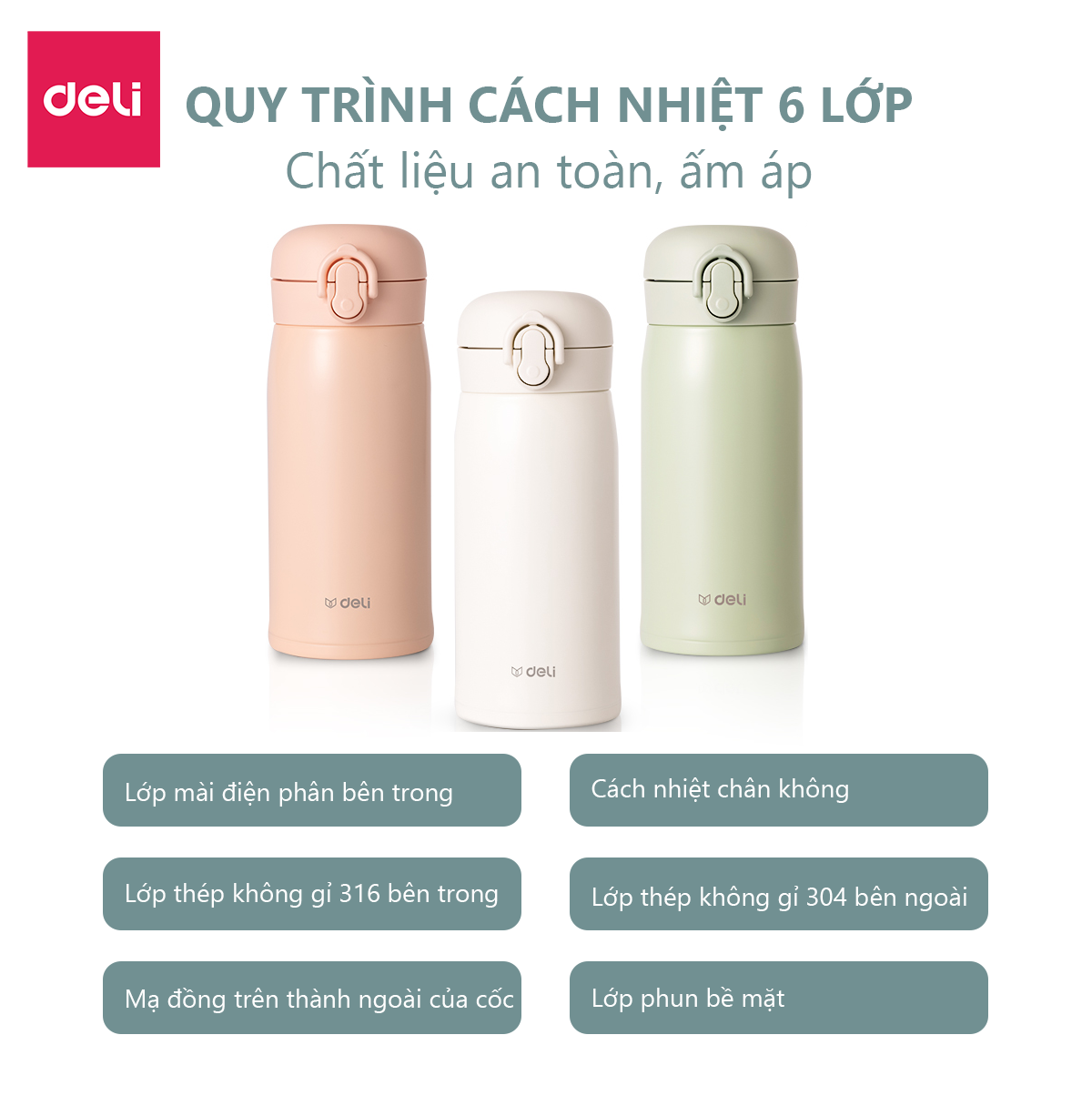 Hình ảnh Bình Giữ Nhiệt Nóng Lạnh Vusign Inox 316 350ml Cao Cấp Cách Nhiệt Nắp Bật Có Khóa, Lưới Lọc Trà Deli - Phù Hợp Cà Phê Trà Nước Ép Sinh Tố Đá Du Lịch Đi Học Tập Bình Nước Thể Thao Gym Yoga - LL603