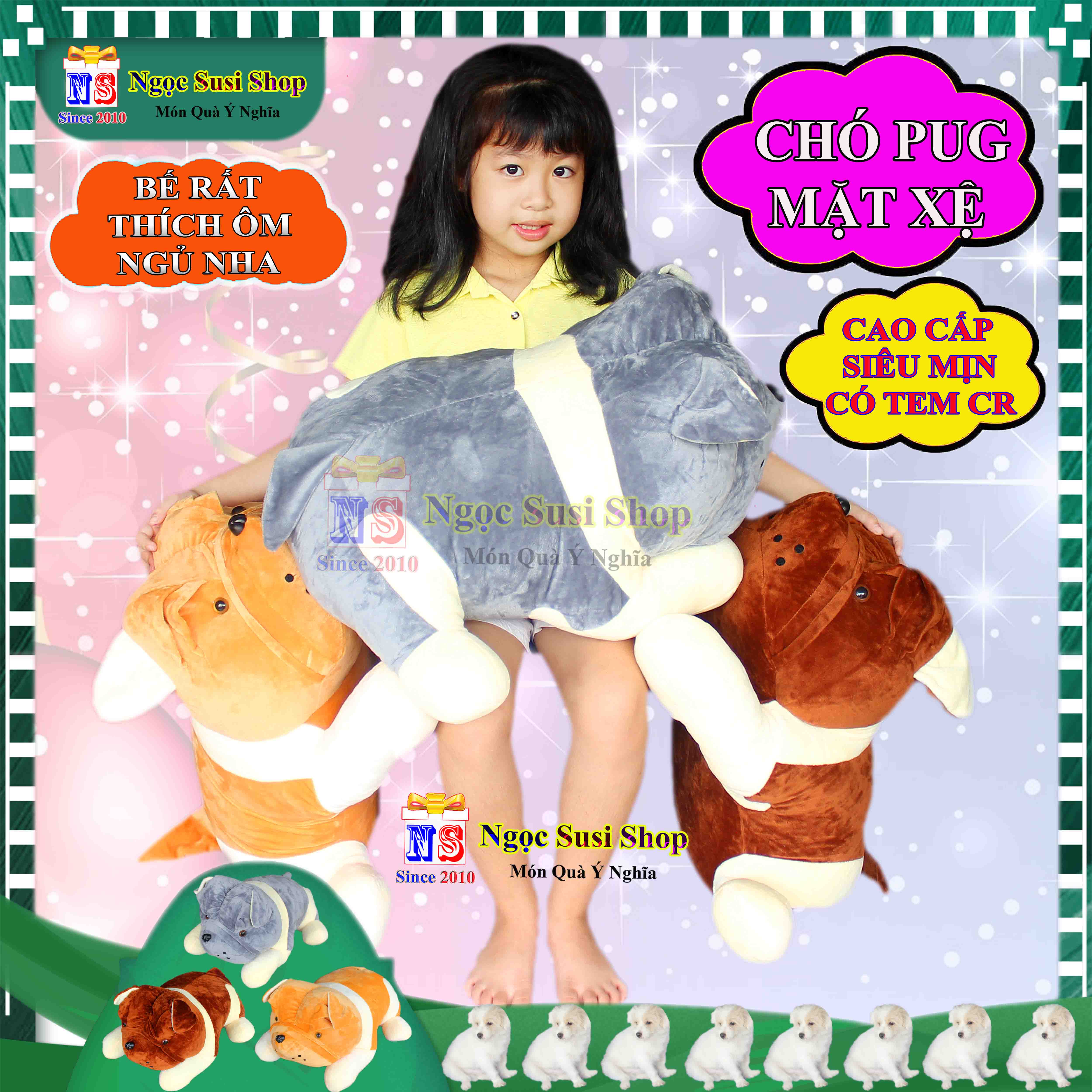 GỐI ÔM THÚ BÔNG CON CHÓ PUG MẶT XỆ SIÊU DỄ THƯƠNG CHO BÉ ÔM NGỦ - GẤU BÔNG HÌNH CON CHÓ PUG MẶT XỆ SIÊU ĐẸP