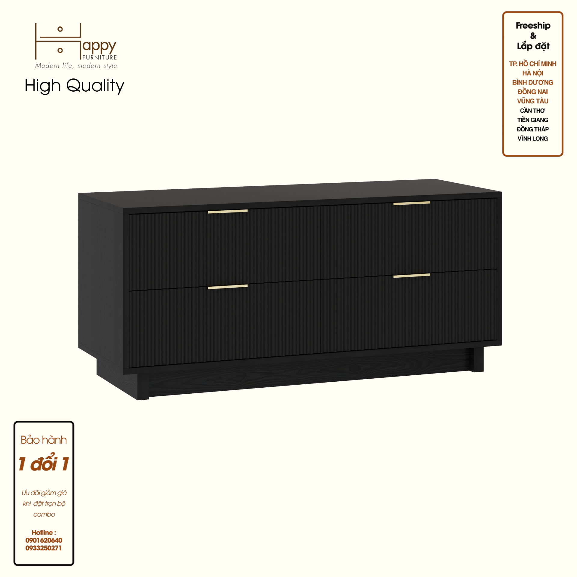 HAPPY FURNITURE , Tủ lưu trữ 4 ngăn kéo - NAMI, THK_242 , 120cm x 45cm x 55cm DxRxC