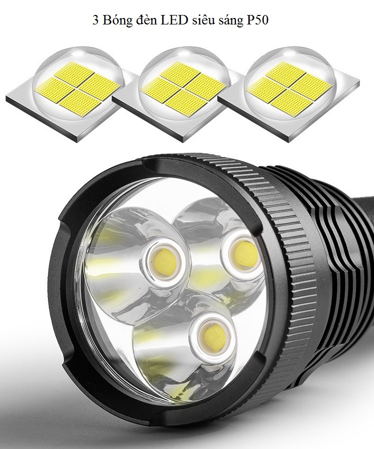 Đèn Pin Siêu Sáng 3 Led P50 Bản Cao Cấp
