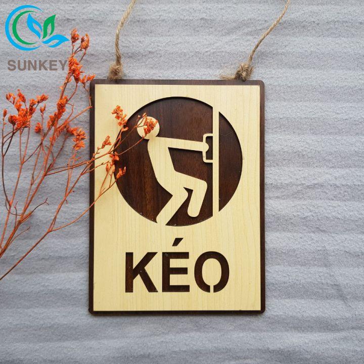 Bảng Gỗ Treo Cửa Chữ Kéo Đẩy - Kích Thước 14x19 cm - Chất Liệu Gỗ MDF Nhập Khẩu - Trang Trí Tường, Treo Cửa