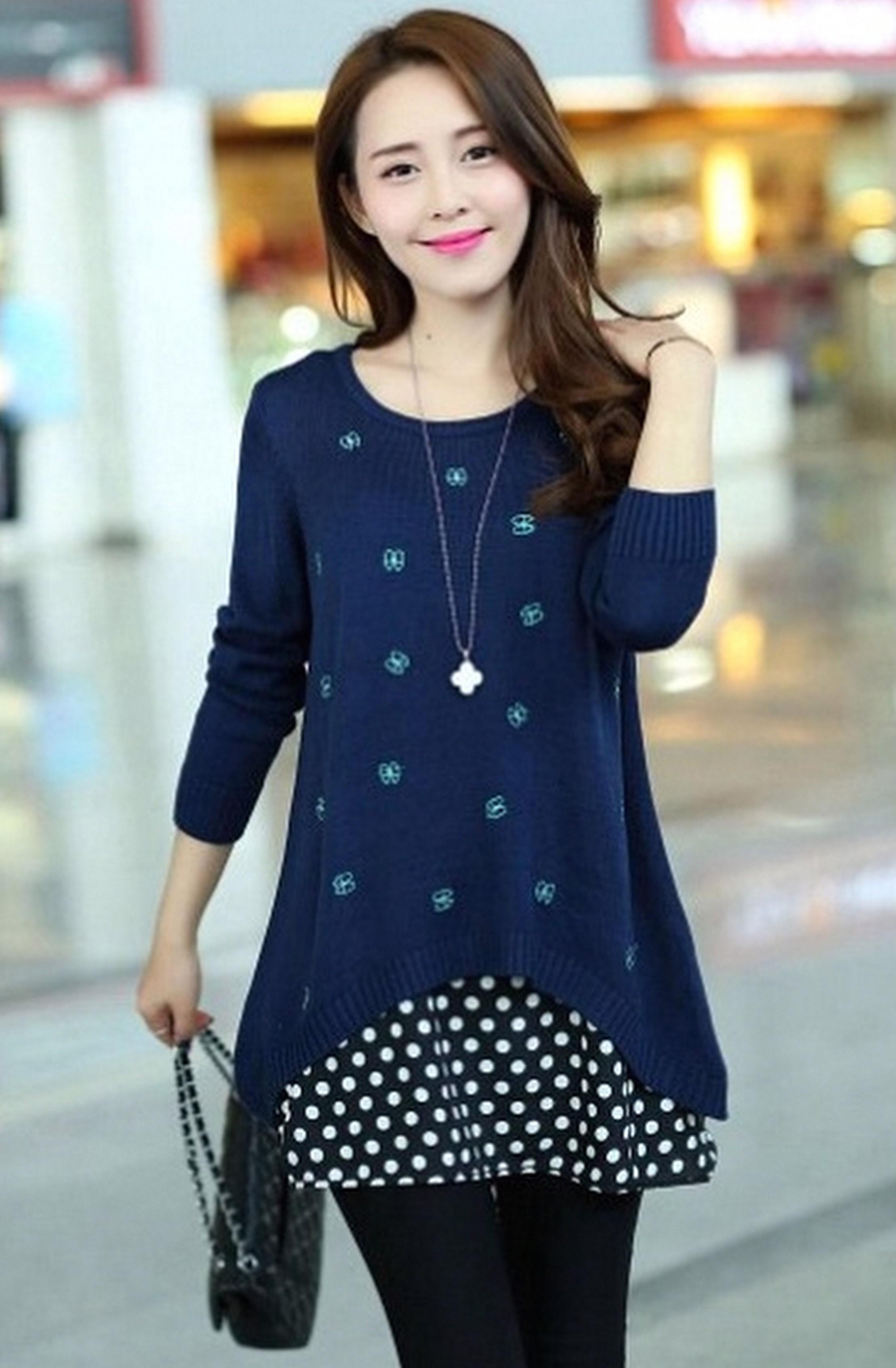 Áo len xinh xắn dài giấu bụng sau sinh_TB 309.6