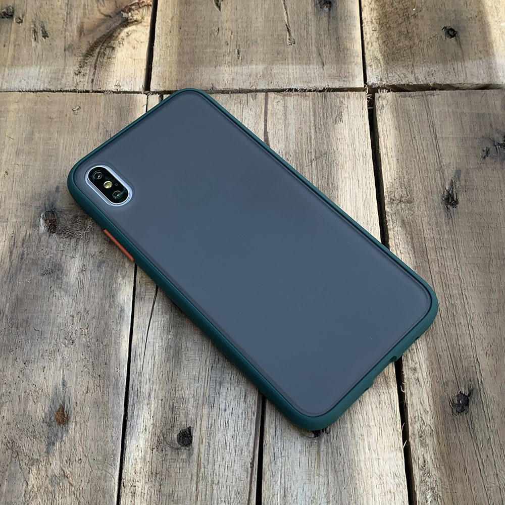 Ốp lưng chống sốc dành cho iPhone XS Max nút màu cam - Màu xanh đậm
