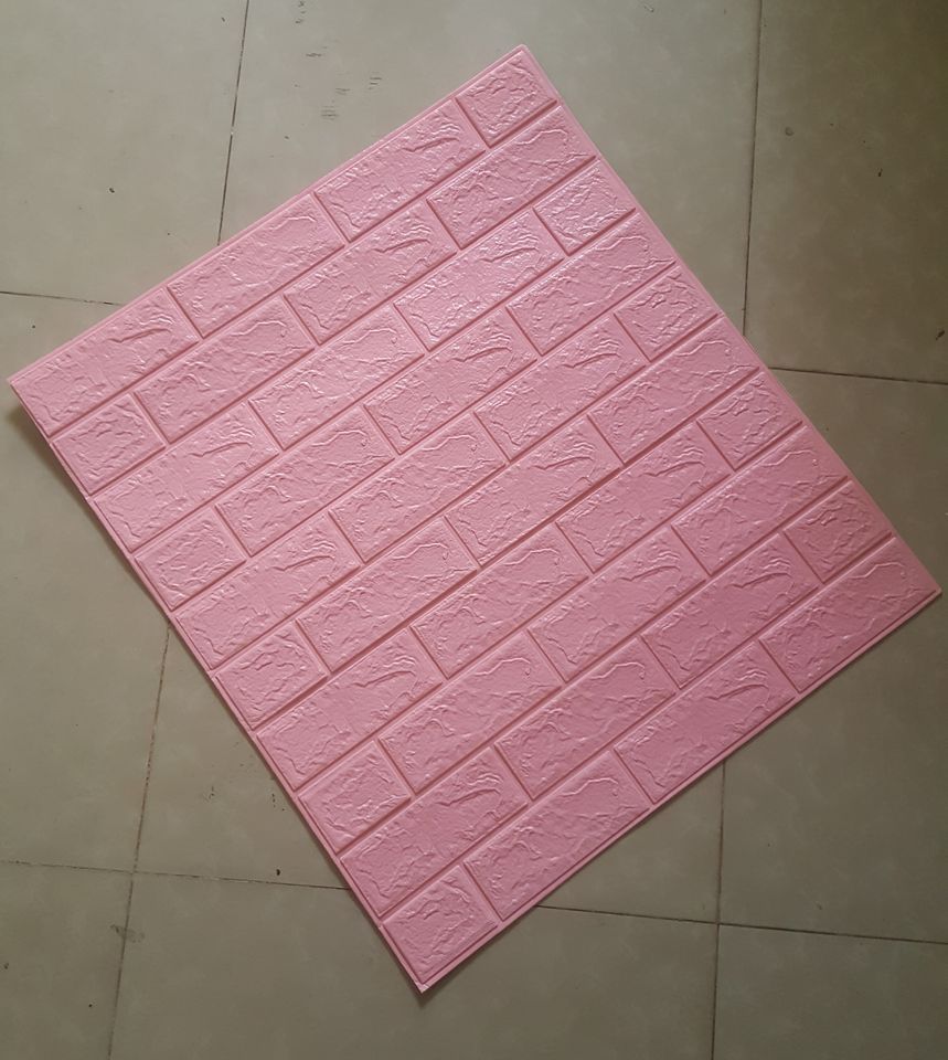 Bộ 5 Tấm Xốp Dán Tường Giả Gạch 3D Màu Hồng Phấn 70cmx77cm