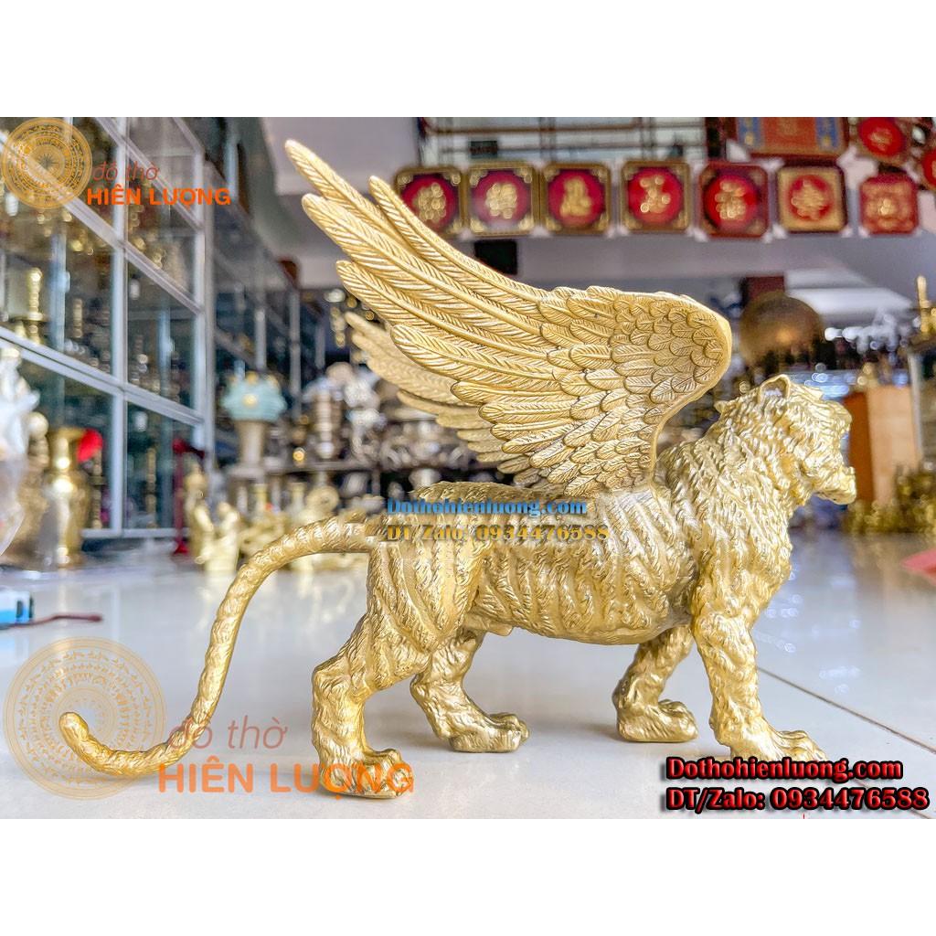 Tượng Linh Vật Hổ Có Cánh Cao 20cm Bằng Đồng Vàng Đẹp