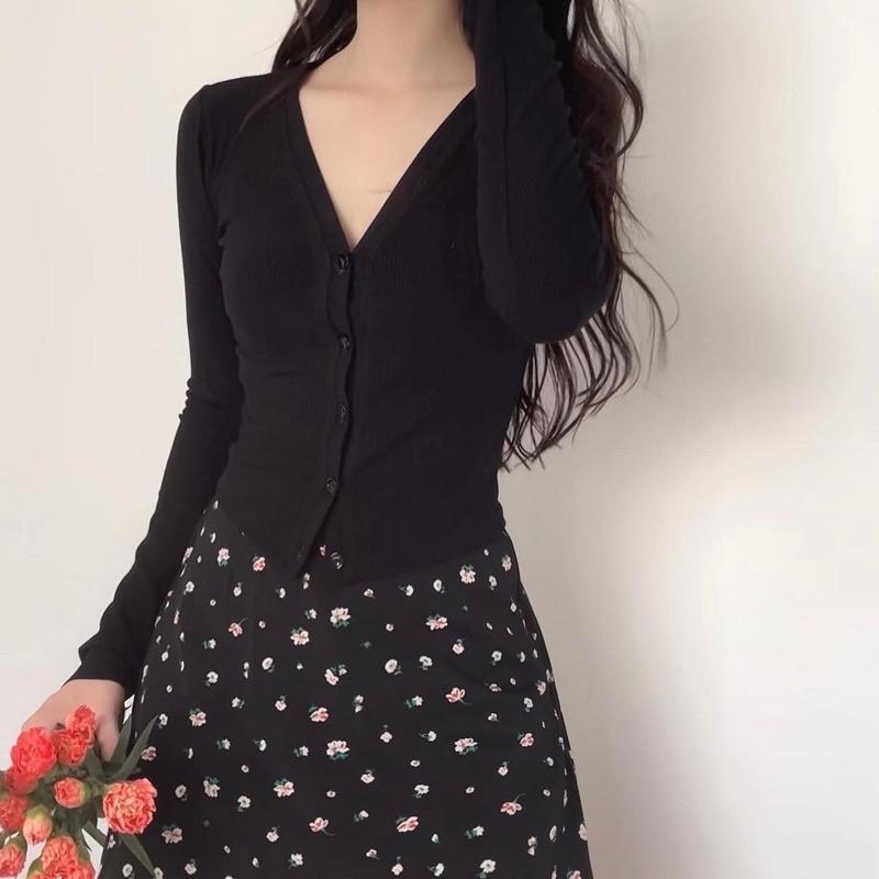 Áo khoác cardigan tay dài chất thun gân mềm co giãn 4c