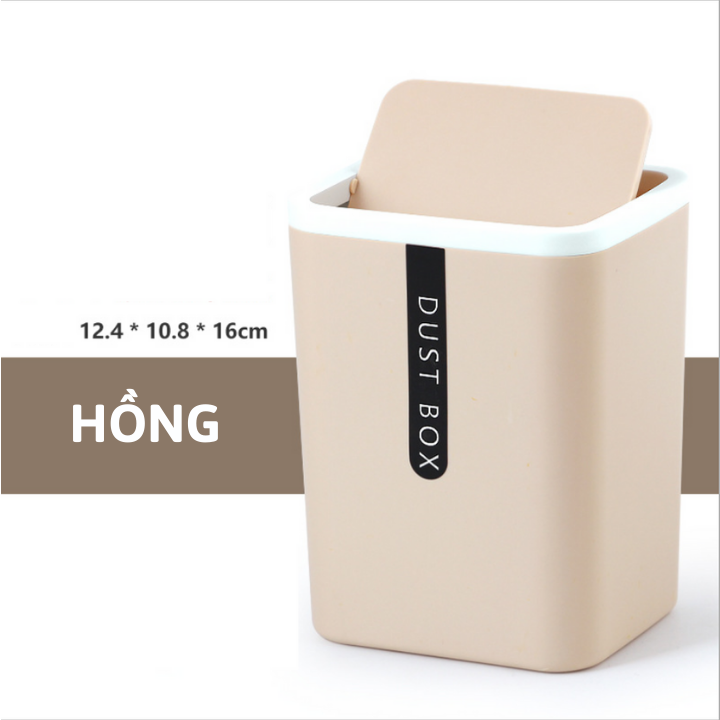 Thùng Rác Mini DUSTBOX Để Bàn Văn Phòng Nắp Lật Đa Năng Tiện Dụng Màu Siêu Xinh