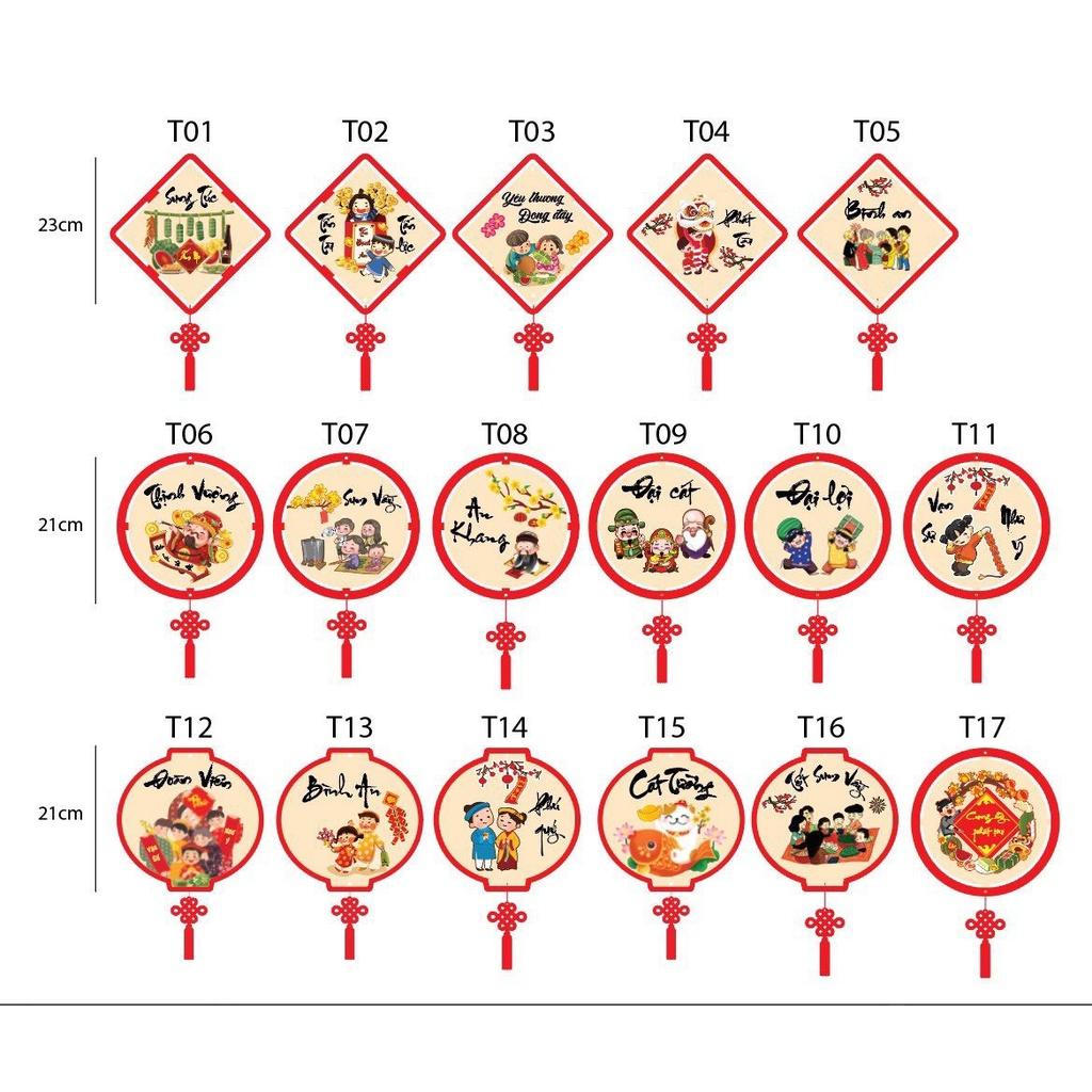 Tranh gỗ bảng gỗ treo trang trí tết chữ Cát tường sắc đỏ rực rỡ tặng kèm móc dán