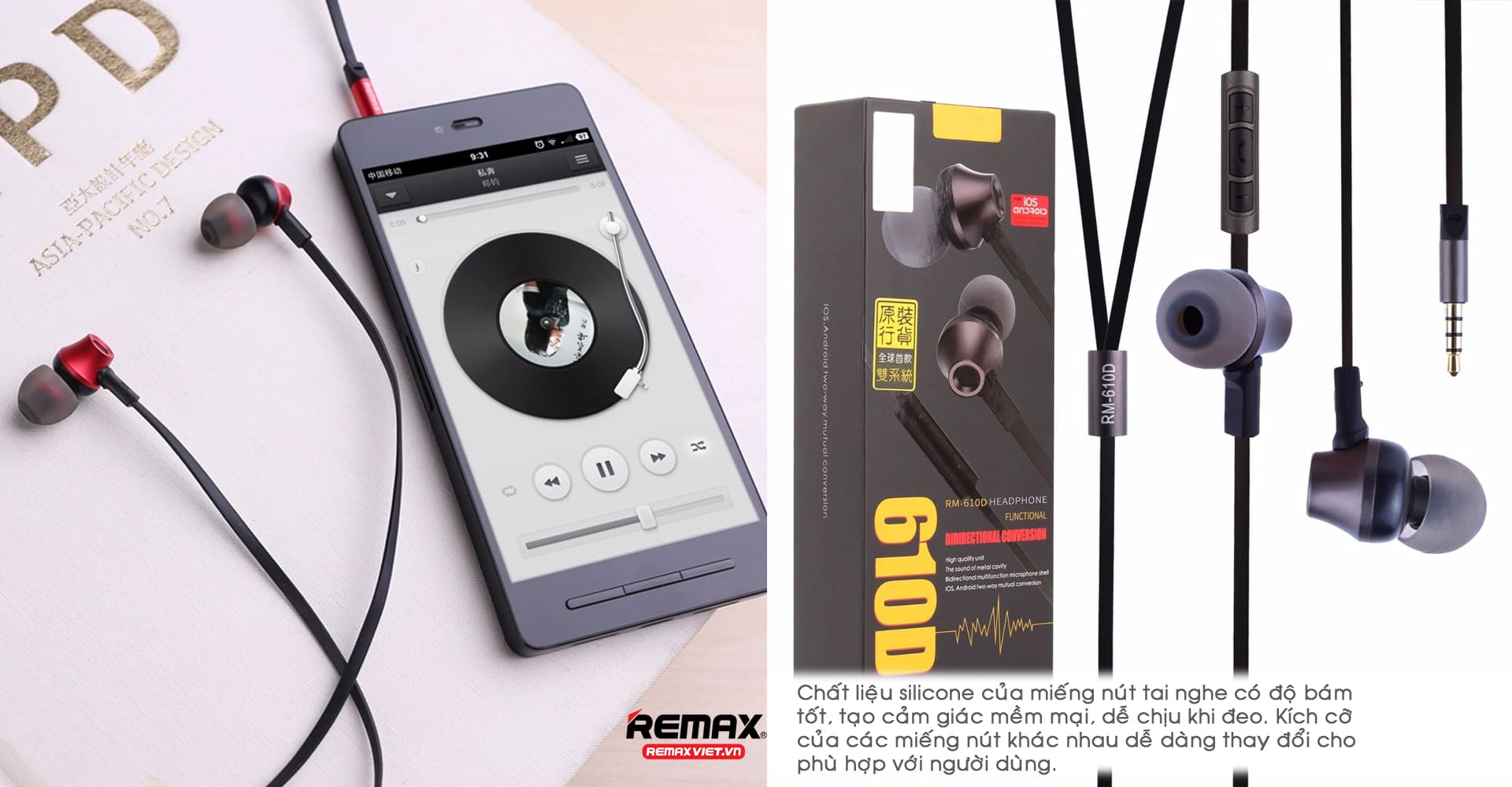 Tai nghe In Ear Remax RM610D hàng chính hãng