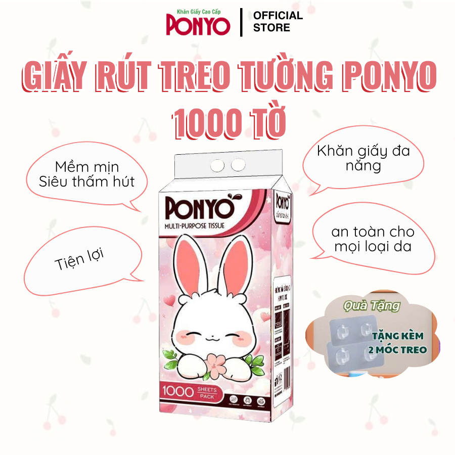 Khăn Giấy Rút Đa Năng Treo Tường Ponyo 1000 Tờ - Thiên An Nam Paper