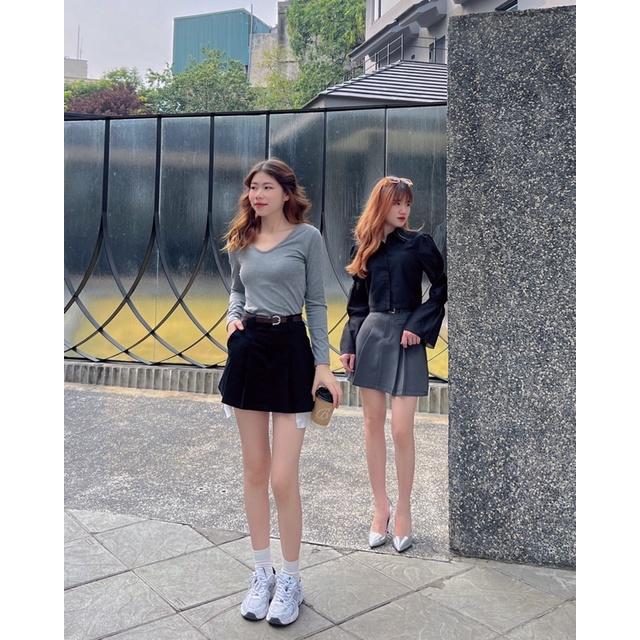 Chân váy nữ xếp ly ngắn cơi túi tl v238402 by germe