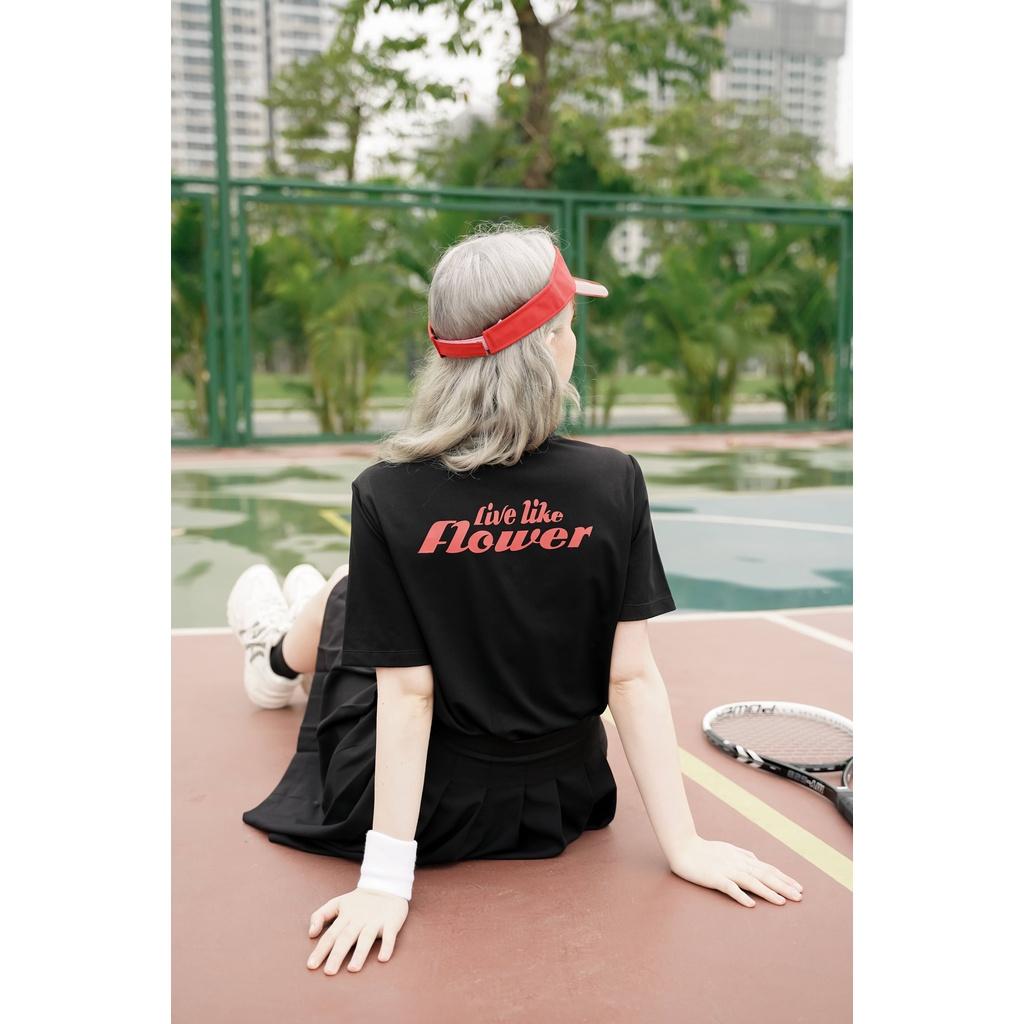 Áo thun tay lỡ Méo shop phông nữ cổ tròn cotton in chữ Life like flower freesize form rộng