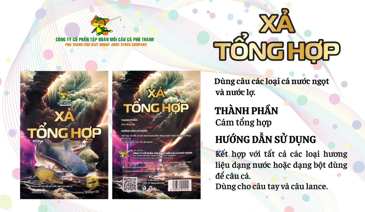 Xả tổng hợp. Hãng mồi câu cá Phú Thành