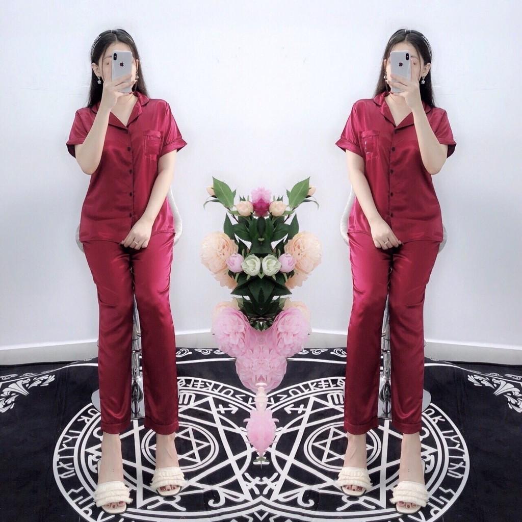 pijama cộc tay quần dài, đồ bộ pizama Kate lụa D535