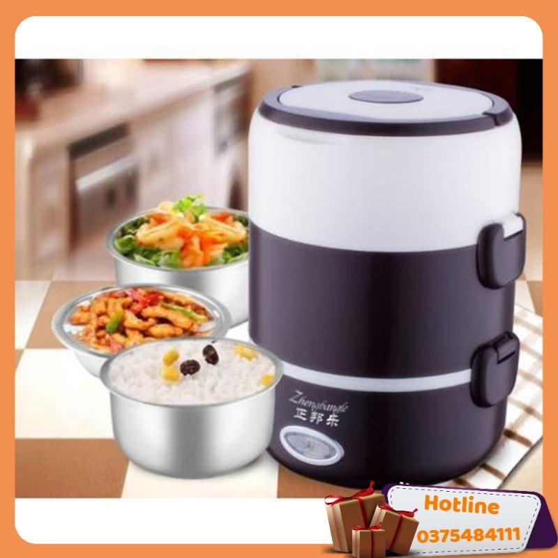 Hộp Đựng Cơm Văn Phòng Cam Dien , Cặp Lồng Hâm Nóng Cơm Inox Cắm Điện 3 Tầng - Hàng Loại 1
